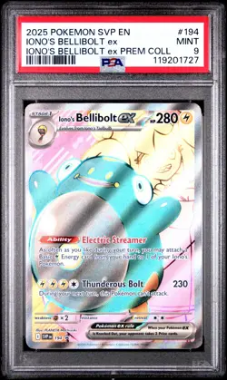 2025 POKEMON SVP EN-SV BLACK STAR PROMO #194 IONO'S BELLIBOLT EX PSA 9 - Image 1