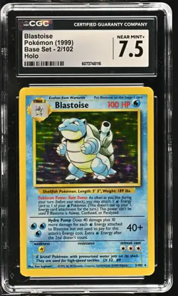 BLASTOISE Base Set Holo Rare #2 CGC 7.5 Vintage Pokemon [Nostalgium] - Image 1