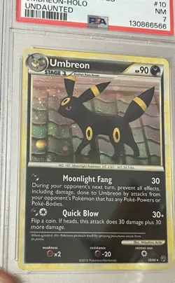 2010 Pokemon Heartgold and Soulsilver Undaunted Umbreon Holo #10 PSA 7 - Image 3
