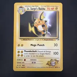 Pokemon Vintage Non-Holo Rare Lt. Surge's Raichu 28/132 Gym Heroes WotC - Image 1