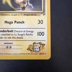 Pokemon Vintage Non-Holo Rare Lt. Surge's Raichu 28/132 Gym Heroes WotC - Image 4