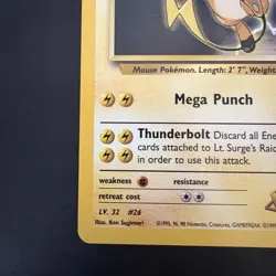 Pokemon Vintage Non-Holo Rare Lt. Surge's Raichu 28/132 Gym Heroes WotC - Image 5