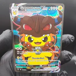 Pokemon Greymon Pikachu Custom Made Fan Art Holo - Image 1