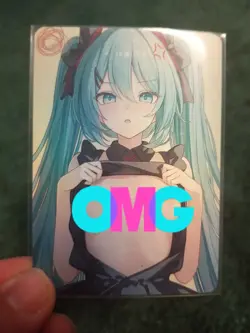 FANTASY BLUE HAIR GIRL FOIL WAIFU ANIME CARD - Image 1