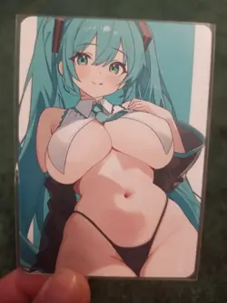 FANTASY BLUE HAIR GIRL FOIL WAIFU ANIME CARD - Image 3