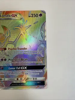 Pokemon Lunala GX Full Art Holo Card 153/149 Sun & Moon Rainbow Secret Rare LP - Image 3