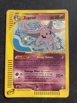 Pokemon Card- Espeon-Aquapolis-Holo-H9/H32-Rare-ENG-POOR - Image 1