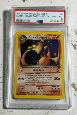 🔥2000 POKEMON ROCKET #4 DARK CHARIZARD-HOLO PSA 8 Nice card! - Image 1