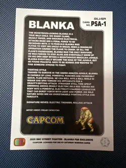 Street Fighter 2: Champion Edition PSA Promo Card Blanka Silver PSA-1 - Image 2