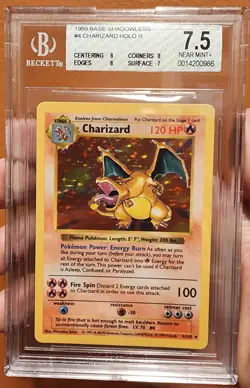1999 Pokemon Base Set Shadowless #4 Charizard Holo Card BGS 7.5 - Image 2