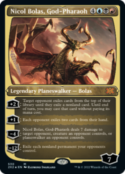 Moderate Play, English MTG Foil Nicol Bolas, God-Pharaoh - Foil Etched Double Ma - Image 1
