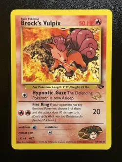 BROCK'S VULPIX W Stamp Pokemon Card - WOTC Promo - Gym Challenge - 37/132 LP (C) - Image 1
