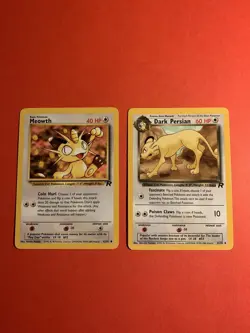 Meowth 62/82 & Dark Persian 42/82 Team Rocket Pokemon TCG WotC 1999-2000 - Image 1