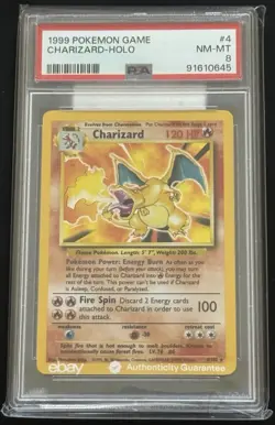 1999 Pokemon Base Set Charizard Holo PSA 8 NM-MT #4 WOTC - Image 1