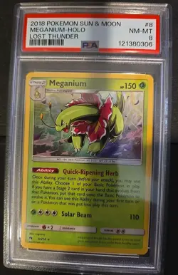 2018 Pokemon Sun And Moon Meganium-holo Lost Thunder Psa 8 - Image 1