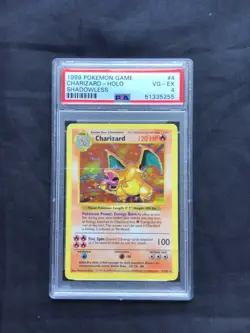 Pokemon Cards: Base Set Shadowless Rare Holo: Charizard 4/102 PSA 4 - Image 1