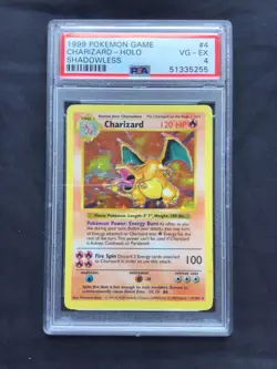 Pokemon Cards: Base Set Shadowless Rare Holo: Charizard 4/102 PSA 4 - Image 2