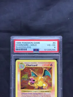 Pokemon Cards: Base Set Shadowless Rare Holo: Charizard 4/102 PSA 4 - Image 3