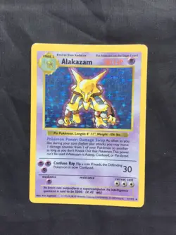 Pokemon Cards: Base Set Shadowless Rare Holo: Alakazam 1/102 - Image 1