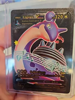 Lapras VMAX HP320 Premium Black Foil Fan Art Textured Collector Pokemon Card - Image 1