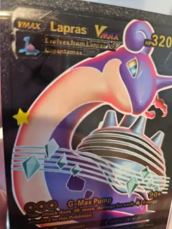 Lapras VMAX HP320 Premium Black Foil Fan Art Textured Collector Pokemon Card - Image 2