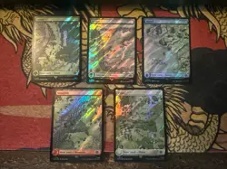 Mtg Magic LoTR Surge Foil 5x Basic Land Misprint Error Missing Ink Card Lot - Image 1