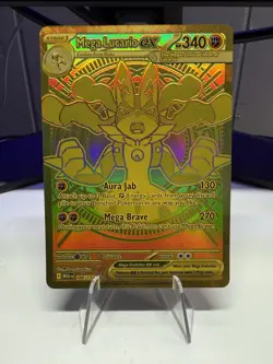 Mega Lucario Ex 188/132 Mega Evolution Gold Hyper Rare Pokemon TCG Card English - Image 1
