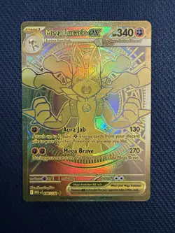 Mega Lucario Ex 188/132 Mega Evolution Gold Hyper Rare Pokemon TCG Card English - Image 2