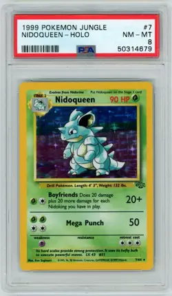 1999 Pokemon Jungle Nidoqueen #7 English Holo Rare 7/64 - PSA 8 NM-MT - Image 1