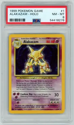 PSA 8 NEAR MINT - MINT 1999 Pokemon Base Set 1/102 Alakazam Holo Rare WOTC - Image 1