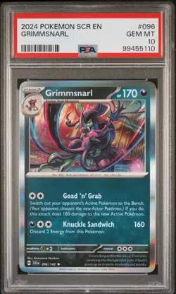 2024 POKEMON SCR EN-STELLAR CROWN #096 GRIMMSNARL PSA 10 - Image 1