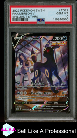 FA/UMBREON V BRILLIANT STARS POKEMON SWSH BRILLIANT STARS 2022 TG22 PSA 10 - Image 1
