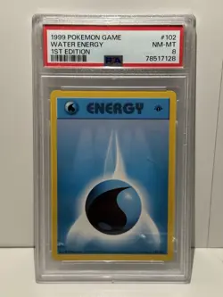 1999 Pokemon Base Set 1st Edition #102 Water Energy PSA 8 - Image 1