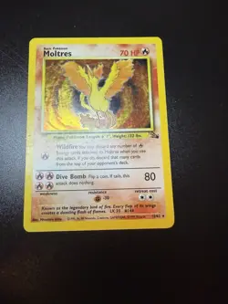 Pokemon TCG Moltres 12/62 Fossil Unlimited Holo Rare 1999 (LP) - Image 1