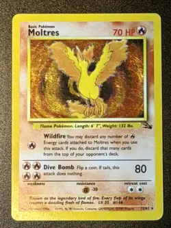 Pokemon TCG Moltres 12/62 Fossil Unlimited Holo Rare 1999 (LP) - Image 4