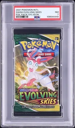 PSA 7 Evolving Skies Booster Pack Sealed Sylveon Artwork 2021 Pokemon - Image 1