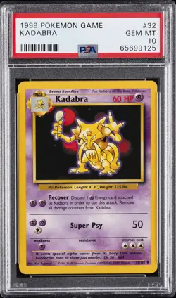 1999 POKEMON GAME #32 KADABRA PSA 10 - Image 1