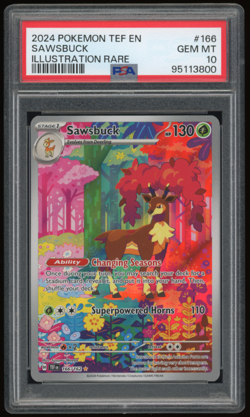 2024 POKEMON SV TEMPORAL FORCES #166/162 SAWSBUCK ILLUSTRATION RARE PSA 10 - Image 1