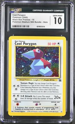 CGC 10 GEM MINT Cool Porygon Black Star Promo 15 Holo Pokemon Card - Image 1