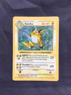 Pokemon Cards: Base Set Shadowless Rare Holo: Raichu 14/102 - Image 1