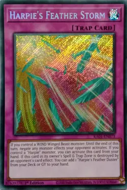 RA01-EN073 HARPIE'S FEATHER STORM SECRET RARE 1ST EDITION YuGiOh CARD - Image 1