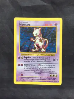 Pokemon Cards: Base Set Shadowless Rare Holo: Mewtwo 10/102 - Image 1
