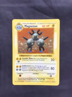 Pokemon Cards: Base Set Shadowless Rare Holo: Magneton 9/102 - Image 1