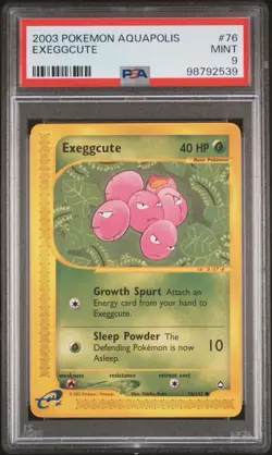 2003 Pokemon Aquapolis # 76 Exeggcute Non Holo PSA 9 Card MINT! Trusted Seller! - Image 1