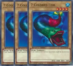 Yugioh - 7 Colored Fish x 3 - 1st Edition NM - Plus Free Holographic Card - Image 1