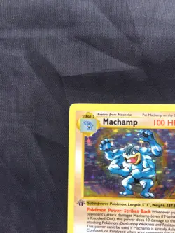 Pokemon Cards: Base Set Shadowless Rare Holo: Machamp 8/102 - Image 3