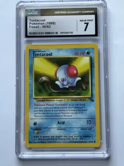Tentacool Pokemon Card Fossil 56/62 (1999) CGC 7 Near Mint - Image 1