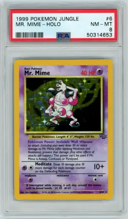 Pokemon TCG Jungle Mr. Mime Holo Card 6/64 Rare Unlimited PSA 8 - Image 1