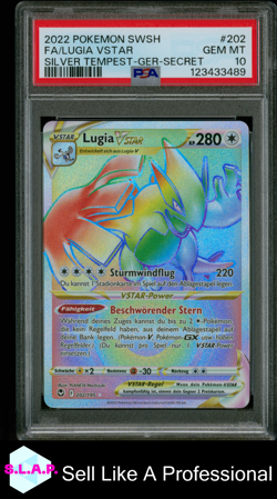 FA/LUGIA VSTAR SILVER TEMPEST SECRET POKEMON SWORD & SHIELD 2022 202 PSA 10 - Image 1