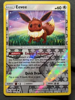 Eevee 101/149 Reverse Holo Sun and Moon Base Set SM Pokemon LP - Image 1